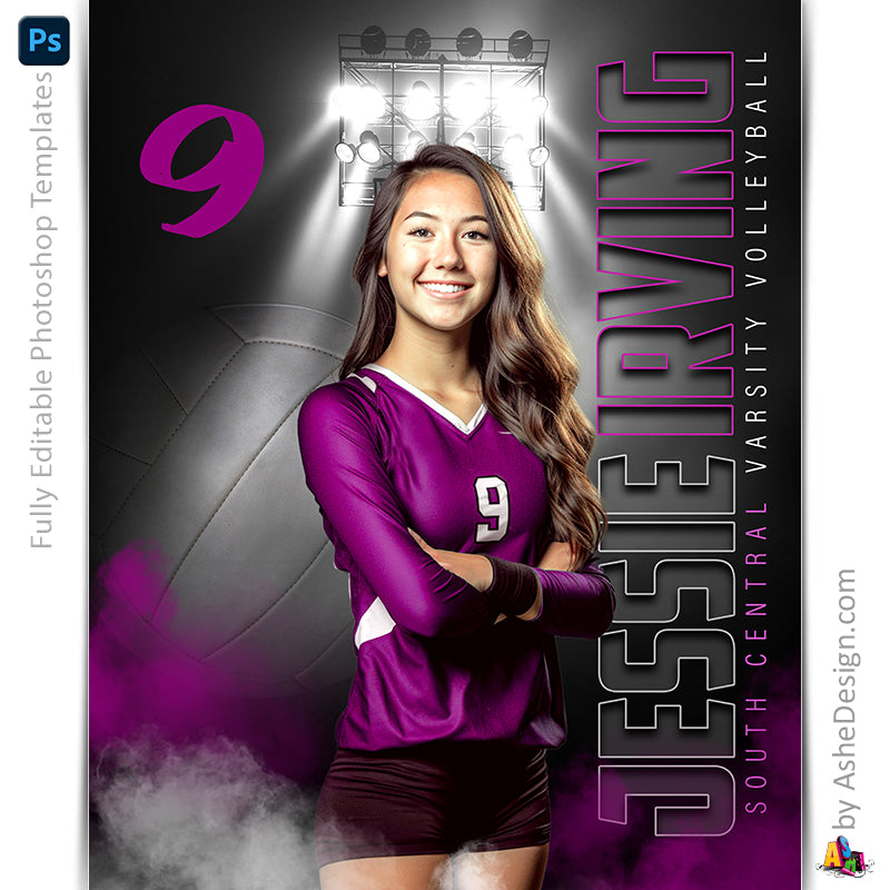 Amped Effects - Under The Lights Volleyball Poster Template For Photoshop