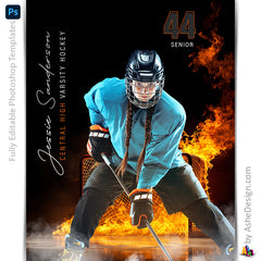Amped Effects - Up In Flames Hockey Poster Template For Photoshop