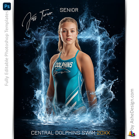 Amped Effects - Water Framed Sports Poster Template For Photoshop
