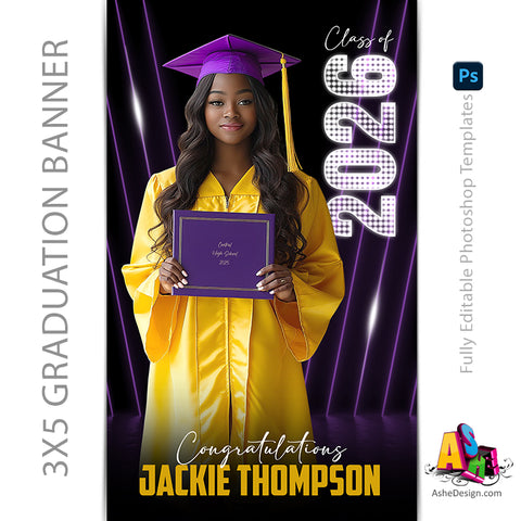3x5 Graduation Banner - All Star Grad