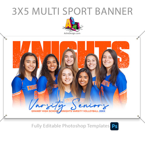 3'x5' Amped Sports Banner - Paint Splatter Sports Template For Photoshop