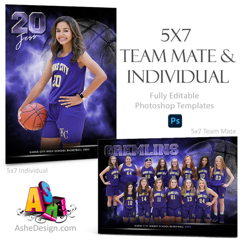 5x7 Team Mate & Individual - Electric Explosion - Basketball