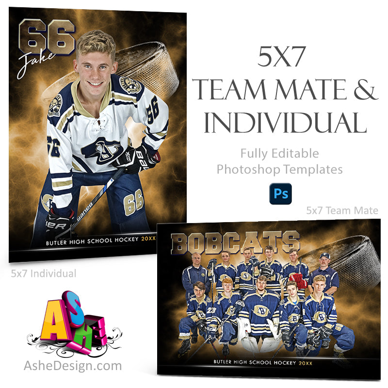 5x7 Team Mate & Individual - Electric Explosion - Hockey