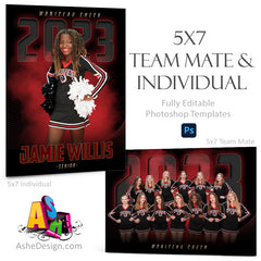 5x7 Team Mate & Individual  Multi-Sport Template For Photoshop - The GOAT