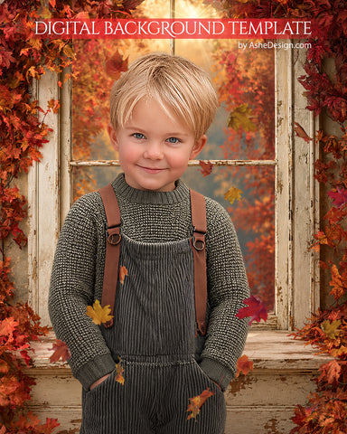 Digital Backdrop Set - Autumn Window