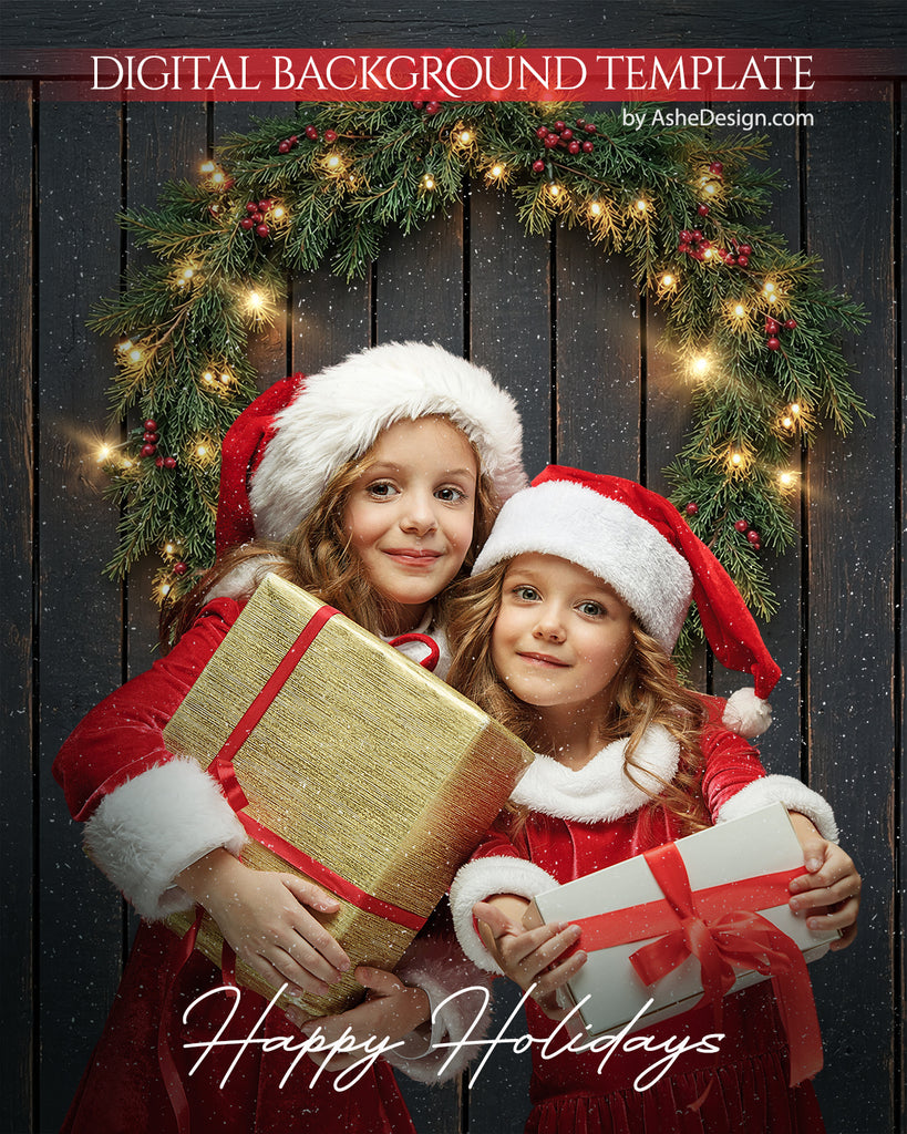 Digital Backdrop Set - Evergreen Christmas