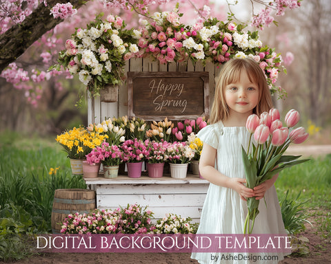 Digital Backdrop Set - Spring Flower Stand