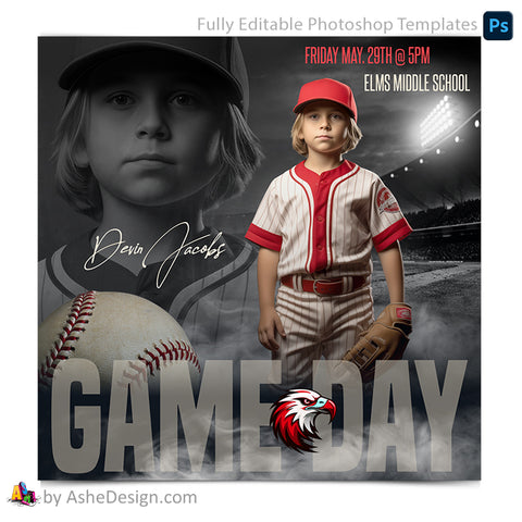 Game Day Social Media Template for Photoshop - Dream Weaver Baseball
