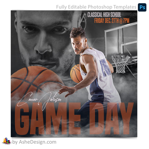 Game Day Social Media Template for Photoshop - Dream Weaver Basketball