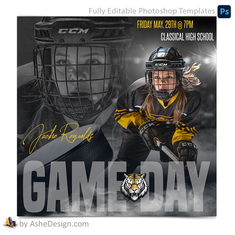 Game Day Social Media Template for Photoshop - Dream Weaver Hockey