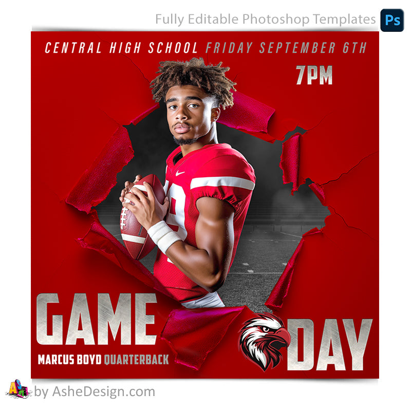 Game Day Social Media Template for Photoshop - Ripping Through