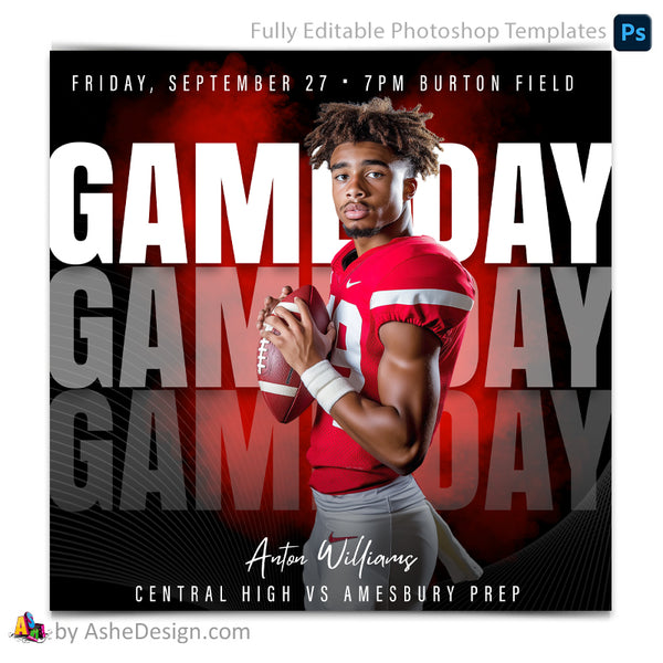 Game Day Social Media Template for Photoshop - Triple Threat