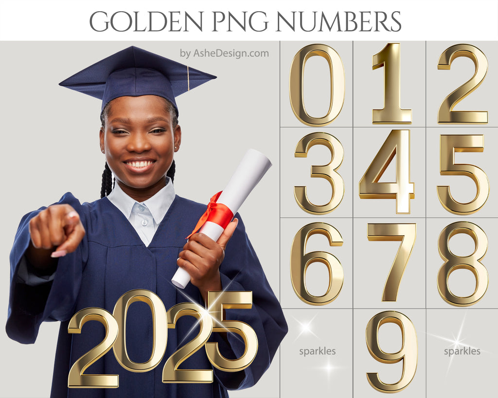 PNG Number Overlays - Gold