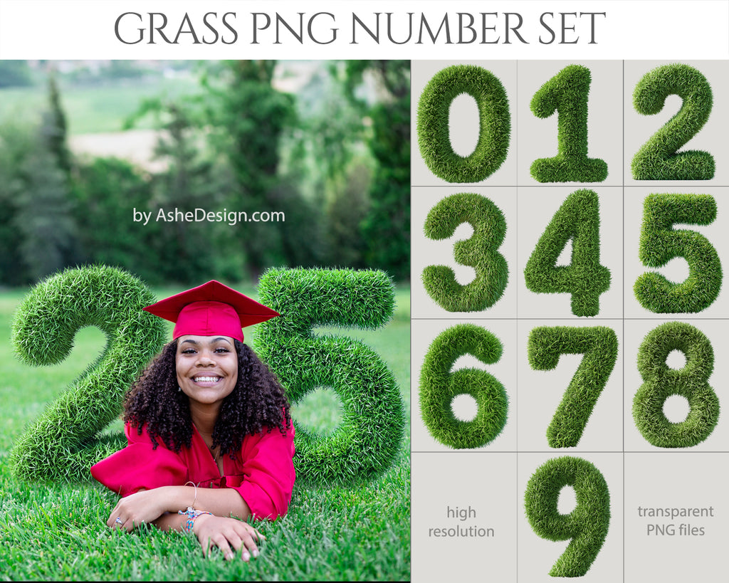 Ashe Design | PNG Number Overlays | Grass – AsheDesign