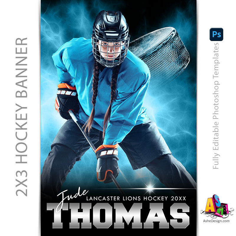 2x3 Amped Sports Banner - Electric Explosion Hockey