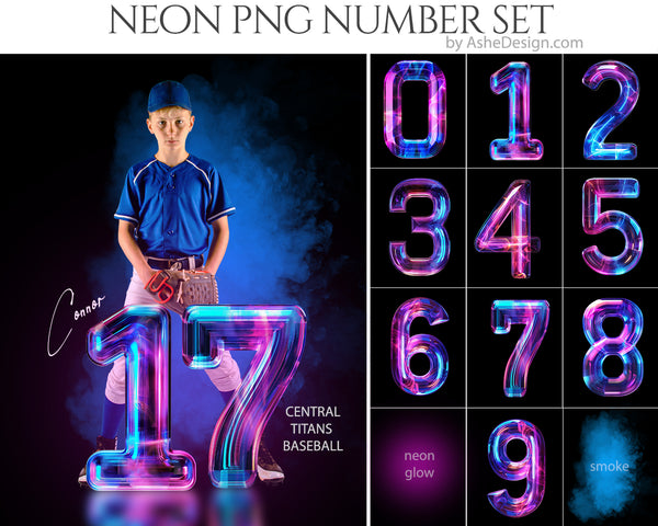 PNG Number Overlays - Neon