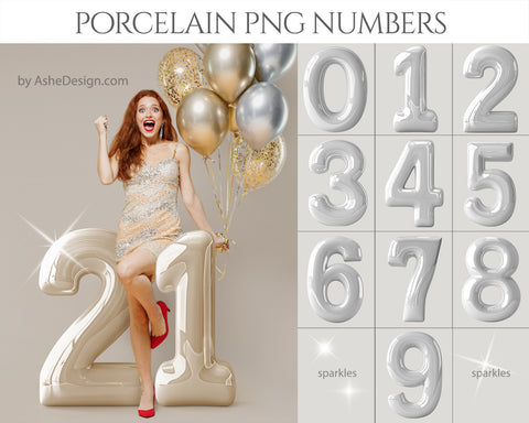 PNG Number Overlays - Porcelain