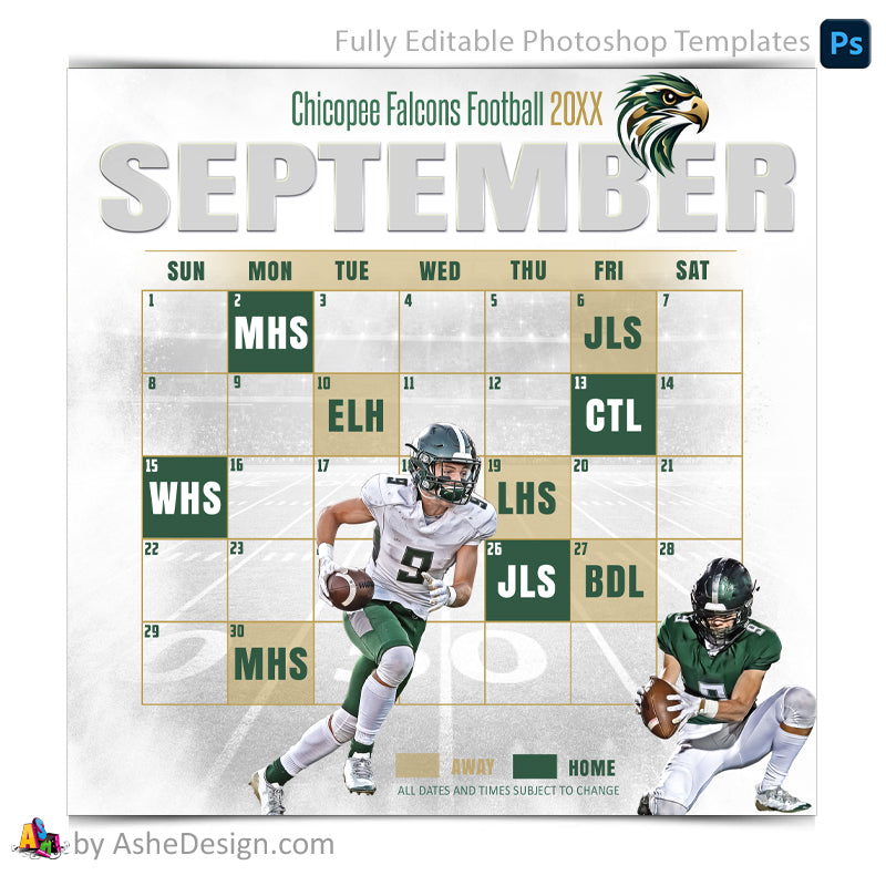 Game Schedule Social Media Template for Photoshop - Whiteout Football