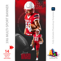 3x6 Sports Banner - Inner Circle Multi-Sport Banner Template For Photoshop
