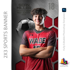 2x3 Amped Sports Banner - Honeycomb Steel Soccer