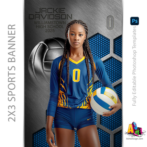2x3 Amped Sports Banner - Honeycomb Steel Volleyball