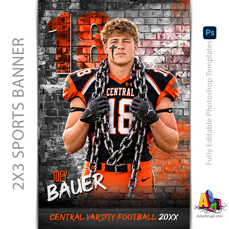 2x3 Amped Sports Banner - Legacy Wall Football