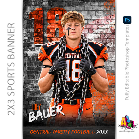 2x3 Amped Sports Banner - Legacy Wall Football