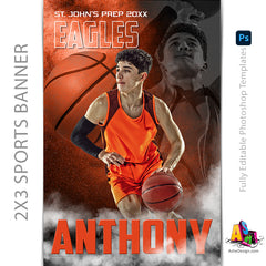2'x3' Sports Banner - Nitro Fusion Basketball Template For Photoshop