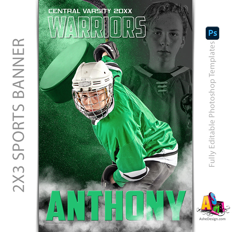 2'x3' Sports Banner - Nitro Fusion Hockey Template For Photoshop