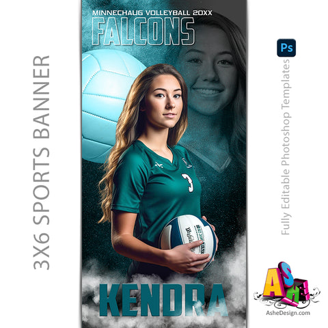 3x6 Sports Banner - Nitro Fusion Volleyball Banner Template For Photoshop
