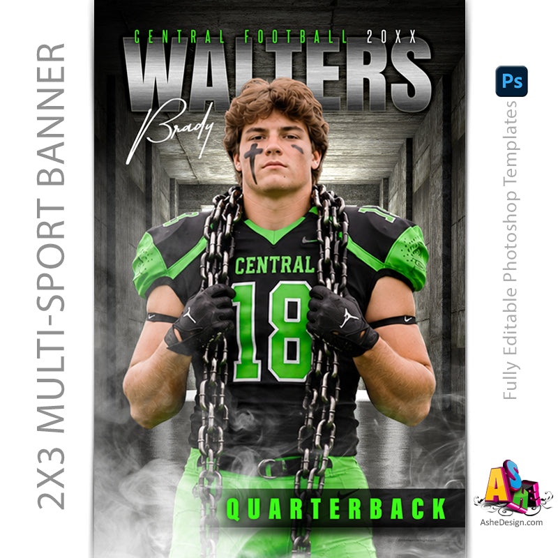 2'x3' Multi Sport Banner - Our House Sports Template For Photoshop