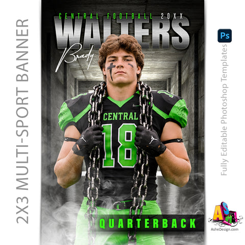 2'x3' Multi Sport Banner - Our House Sports Template For Photoshop
