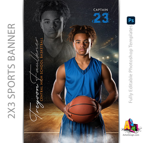 2x3 Amped Sports Banner - Reflection Basketball