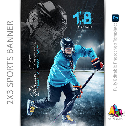 2x3 Amped Sports Banner - Reflection Hockey