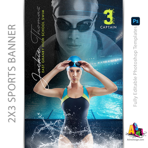 2x3 Amped Sports Banner - Reflection Swim