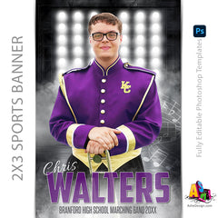 2x3 Amped Sports Banner - Side Lights Marching Band