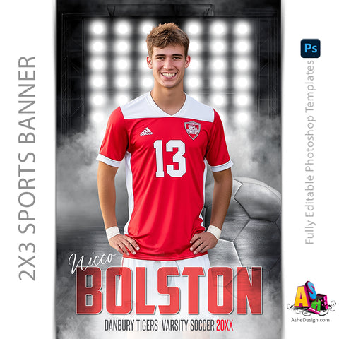 2x3 Amped Sports Banner - Side Lights Soccer
