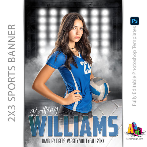 2x3 Amped Sports Banner - Side Lights Volleyball