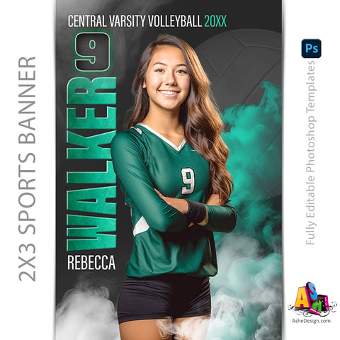 3x5 Multi-Sport Banner - Sports Career Milestones Banner Template For Photoshop