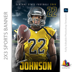 2x3 Amped Sports Banner - Stadium Lights Football