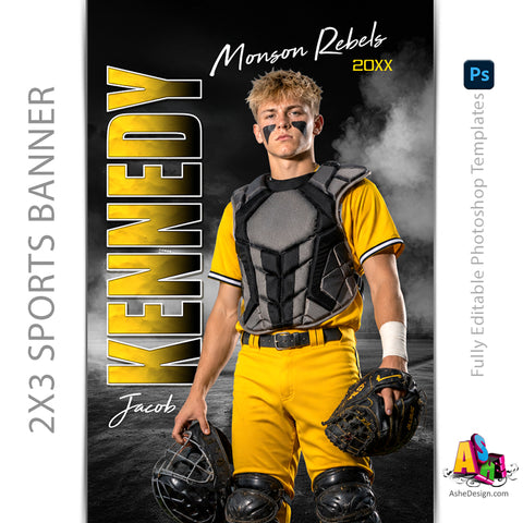 2x3 Amped Sports Banner - Standout Baseball