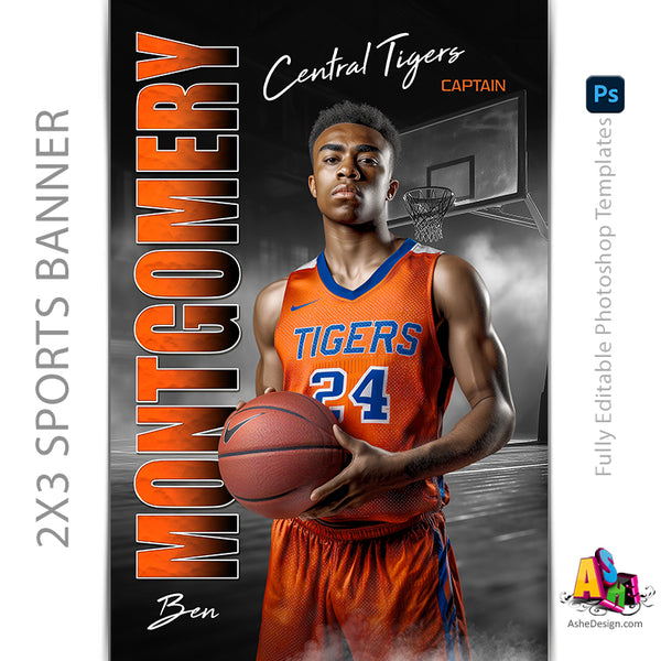 Ashe Design | 2x3 Amped Sports Banner Photoshop Template | Standout ...