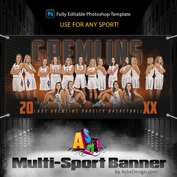 3x6 Multi-Sport Team Banner - The GOAT Sports Banner Template For Photoshop
