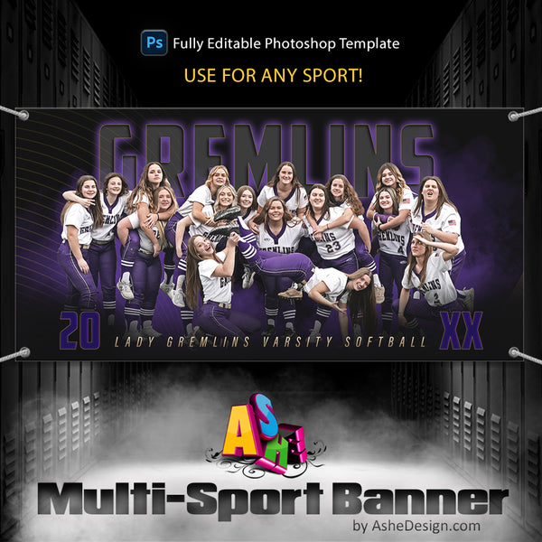 3x6 Multi-Sport Team Banner - The GOAT Sports Banner Template For Photoshop