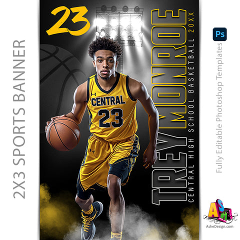 2x3 Amped Sports Banner - Under The Lights Basketball