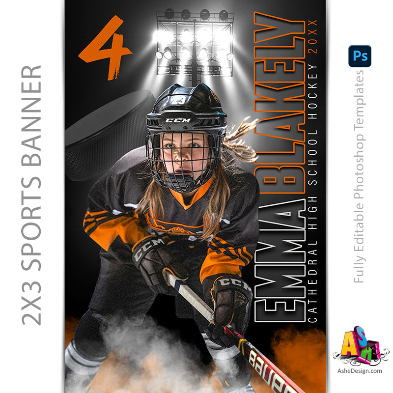 2x3 Amped Sports Banner - Under The Lights Hockey