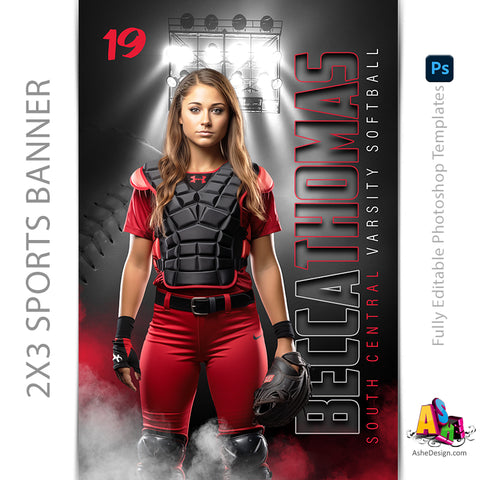 2x3 Amped Sports Banner - Under The Lights Softball