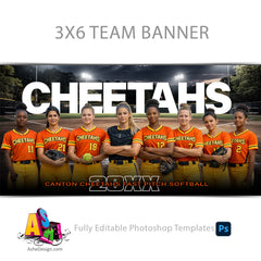6x3 Team Sports Banner - Double Play Softball