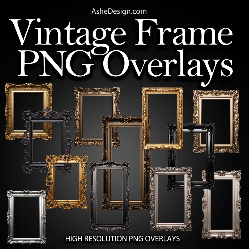 Vintage Frame Overlays • JPG Photography Overlays – AsheDesign