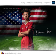 Amped Effects - American Smoke Soccer Poster Template For Photoshop